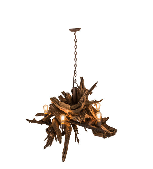 40" Wide Driftwood 6 Light Chandelier