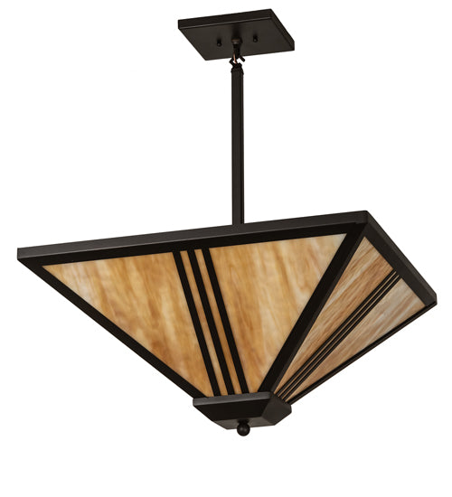 24" Square Tres Lineas Mission Inverted Pendant