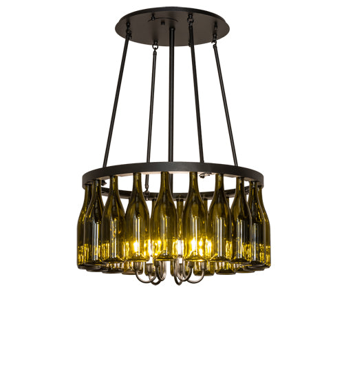 26" Wide Tuscan Vineyard 20 Light Wine Bottle Chandelier