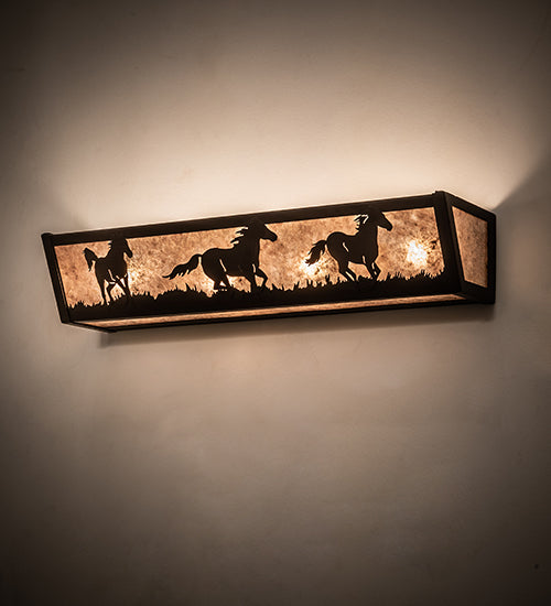 24" Wide Running Horses Vanity Light