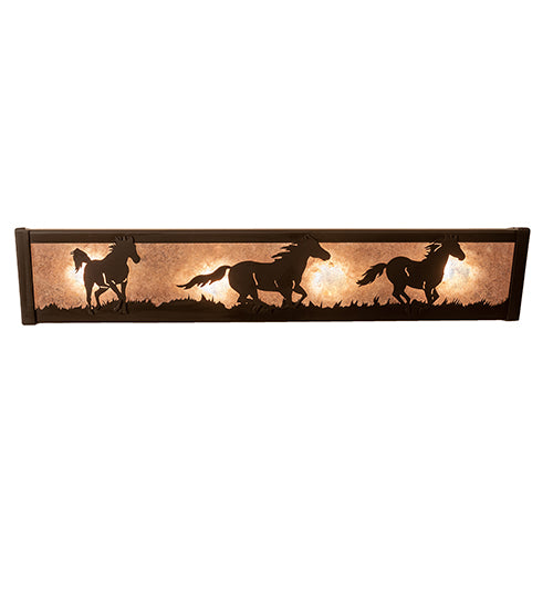 24" Wide Running Horses Vanity Light