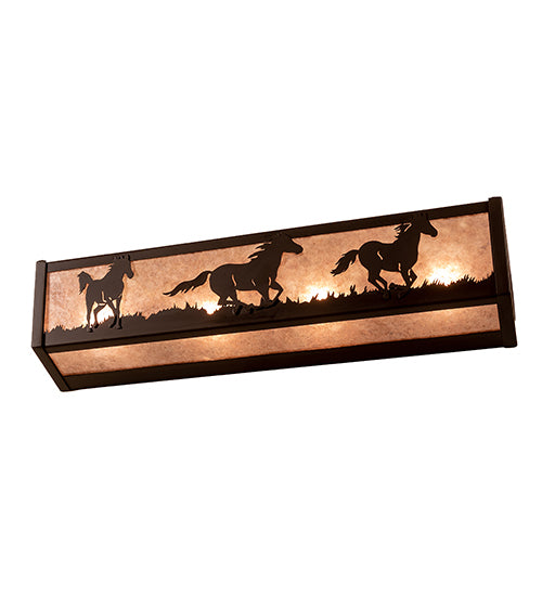 24" Wide Running Horses Vanity Light