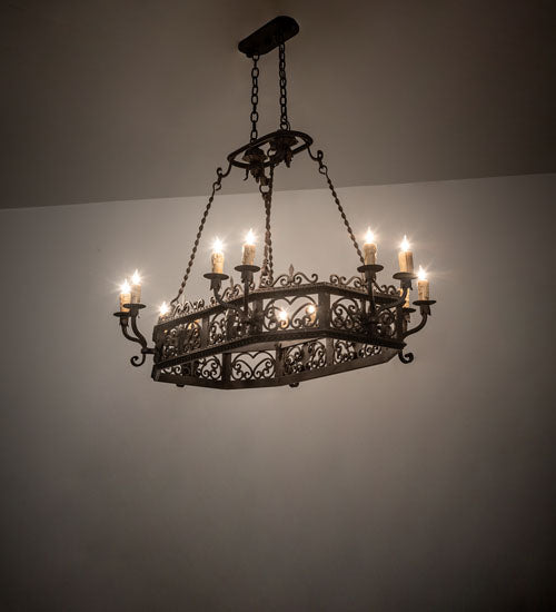 50" Long Conques 12 Light Chandelier