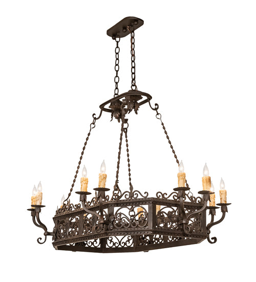 50" Long Conques 12 Light Chandelier