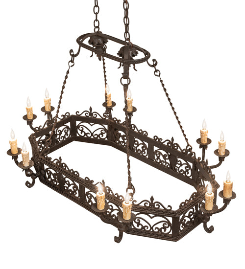 50" Long Conques 12 Light Chandelier