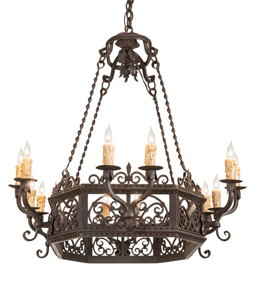 50" Long Conques 12 Light Chandelier