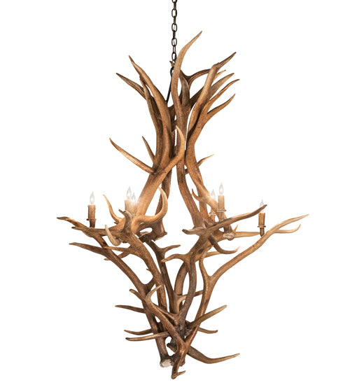 42" Wide Antlers Elk & Mule Deer 8 Light Chandelier