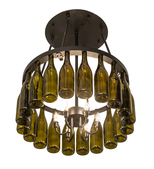 26" Wide Tuscan Vineyard 20 Wine Bottle Semi-Flushmount