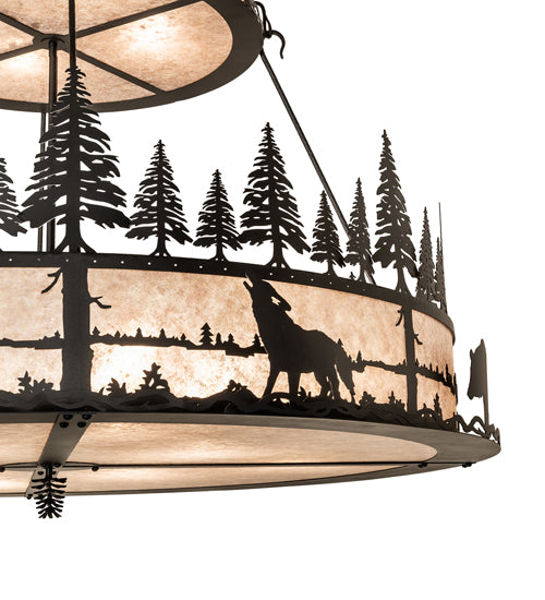 72" Wide Wildlife At Dusk 2 Tier Pendant