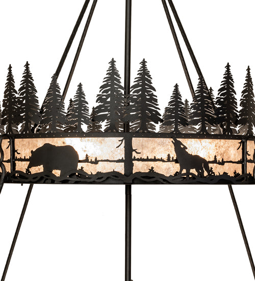 72" Wide Wildlife At Dusk 2 Tier Pendant