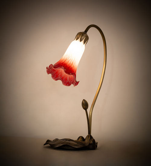 16" High Red/White Tiffany Pond Lily Accent Lamp