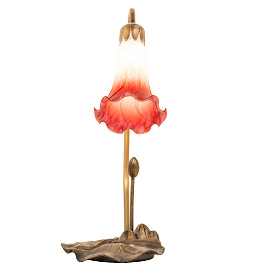 16" High Red/White Tiffany Pond Lily Accent Lamp