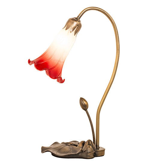 16" High Red/White Tiffany Pond Lily Accent Lamp