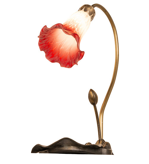 16" High Red/White Tiffany Pond Lily Accent Lamp