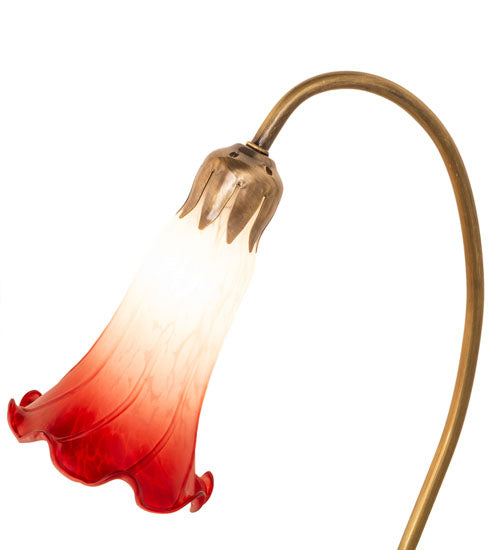 16" High Red/White Tiffany Pond Lily Accent Lamp