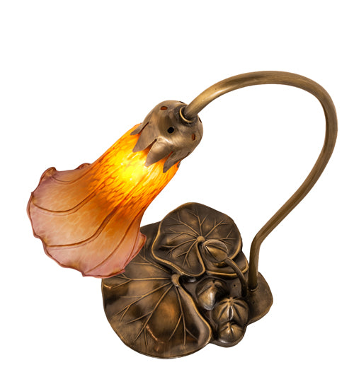 16" High Amber/Purple Tiffany Pond Lily Accent Lamp