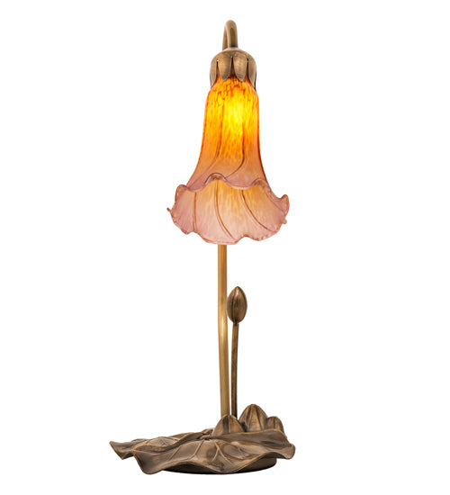 16" High Amber/Purple Tiffany Pond Lily Accent Lamp