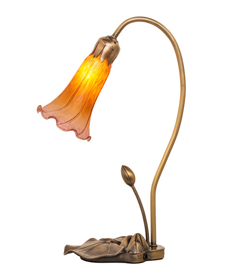 16" High Amber/Purple Tiffany Pond Lily Accent Lamp