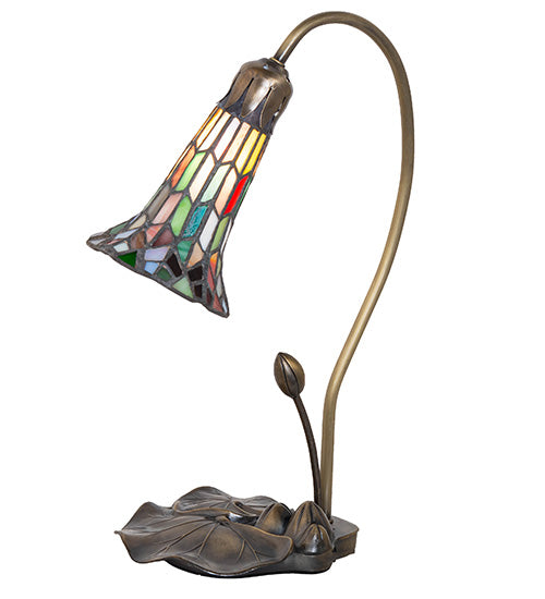 16" High Stained Glass Pond Lily Accent Lamp