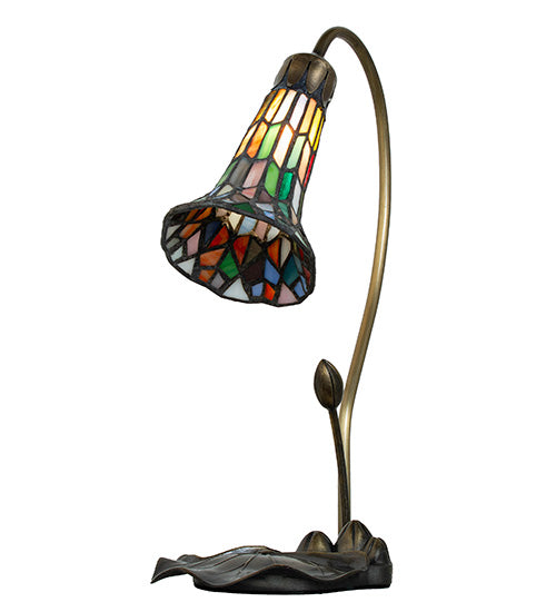 16" High Stained Glass Pond Lily Accent Lamp