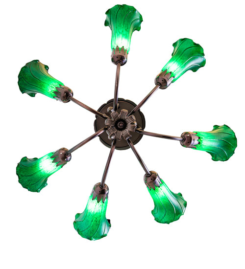 24" Wide Green Tiffany Pond Lily 7 Light Chandelier