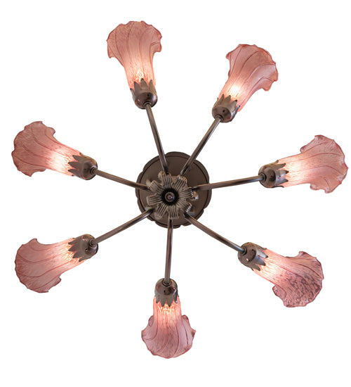 24" Wide Purple Tiffany Pond Lily 7 Light Chandelier