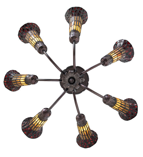 24" Wide Stained Glass Pond Lily 7 Light Chandelier