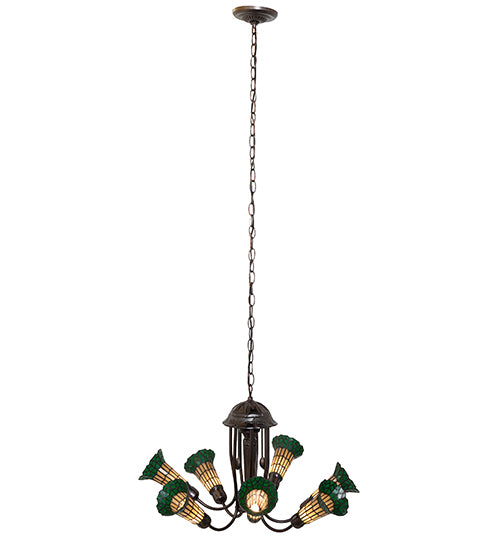 24" Wide Stained Glass Pond Lily 7 Light Chandelier