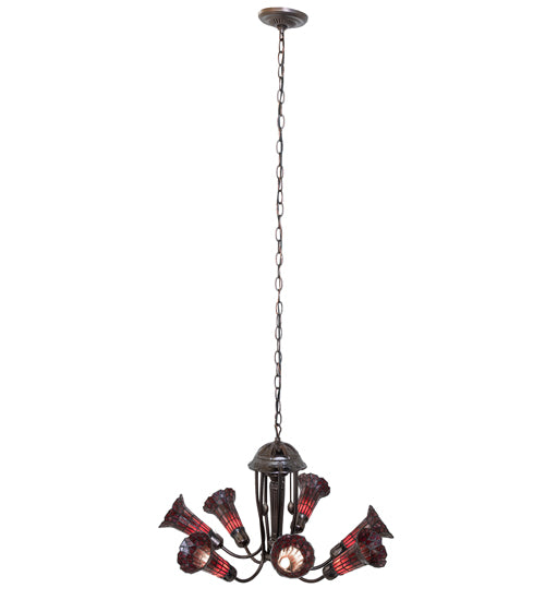 24" Wide Stained Glass Pond Lily 7 Light Chandelier