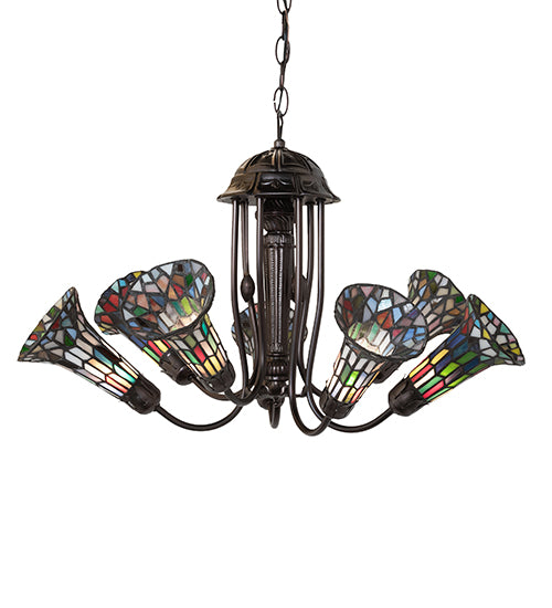 24" Wide Stained Glass Pond Lily 7 Light Chandelier