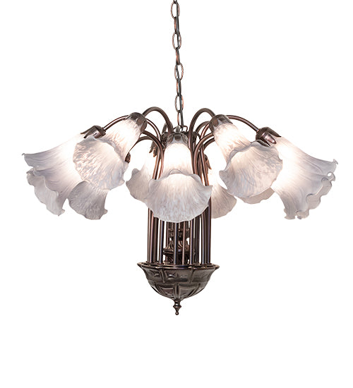 24" Wide Gray Tiffany Pond Lily 12 Light Chandelier