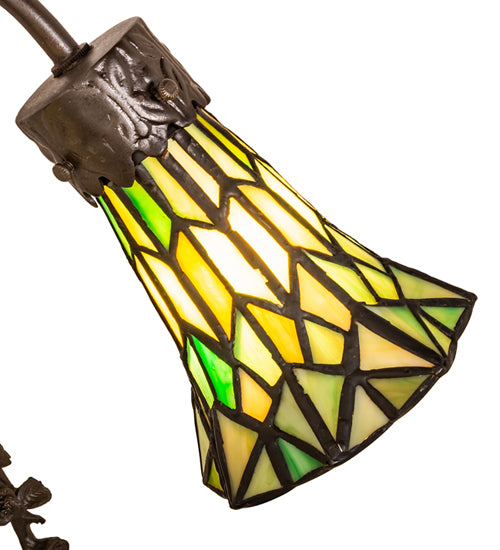 17" High Stained Glass Pond Lily 2 Light Trellis Girl Accent Lamp