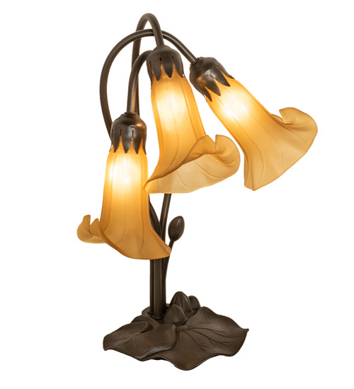 16" High Amber Tiffany Pond Lily 3 Light Accent Lamp