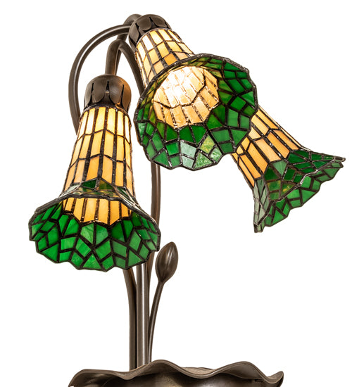 16" High Stained Glass Pond Lily 3 Light Accent Lamp