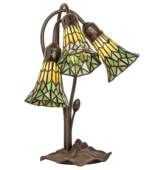 16" High Stained Glass Pond Lily 3 Light Accent Lamp