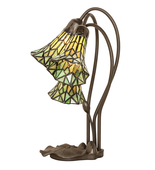 16" High Stained Glass Pond Lily 3 Light Accent Lamp