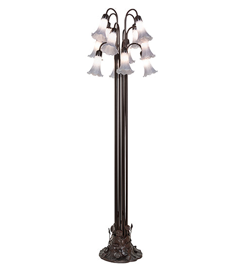 63" High Gray Tiffany Pond Lily 12 Light Floor Lamp