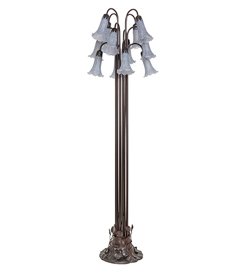 63" High Gray Tiffany Pond Lily 12 Light Floor Lamp