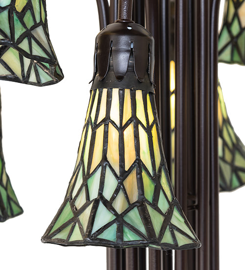 63" High Stained Glass Pond Lily 12 Light Floor Lamp