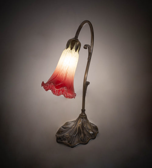 15" High Seafoam/Cranberry Tiffany Pond Lily Accent Lamp