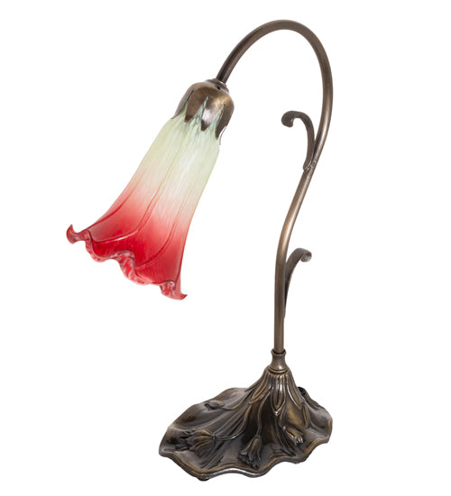 15" High Seafoam/Cranberry Tiffany Pond Lily Accent Lamp