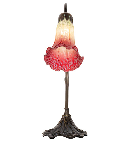 15" High Seafoam/Cranberry Tiffany Pond Lily Accent Lamp