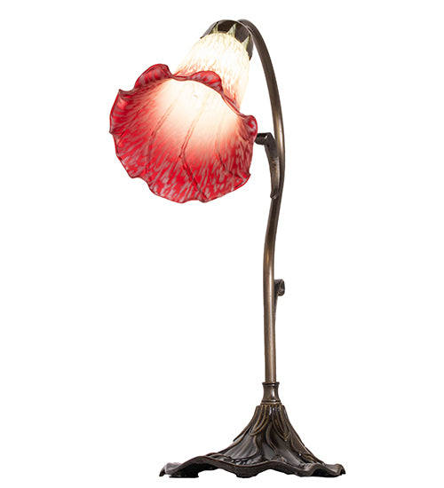 15" High Seafoam/Cranberry Tiffany Pond Lily Accent Lamp