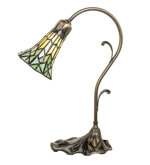 15" High Stained Glass Pond Lily Accent Lamp