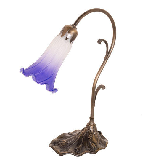 15" High Blue/White Tiffany Pond Lily Accent Lamp