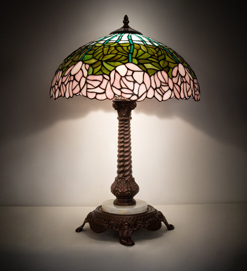 23" Wide Tiffany Cabbage Rose Table Lamp