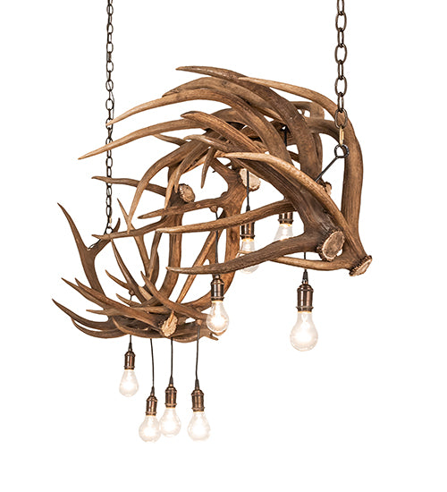 74" Long Antlers 8 Light Oblong Chandelier