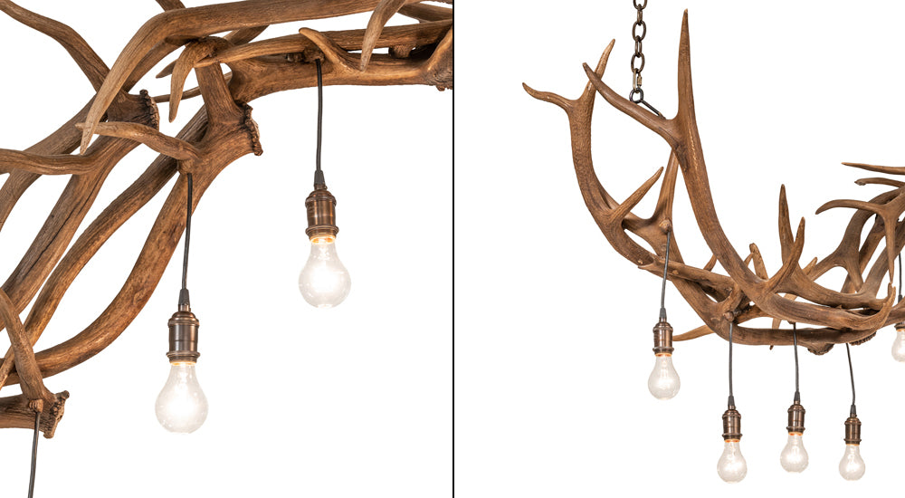 74" Long Antlers 8 Light Oblong Chandelier