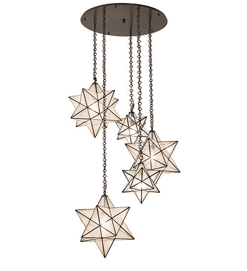 36" Wide Moravian Star 5 Light Cascading Pendant