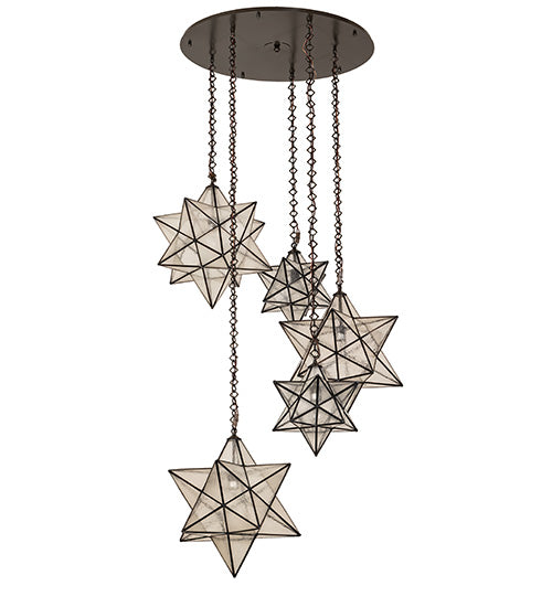 36" Wide Moravian Star 5 Light Cascading Pendant